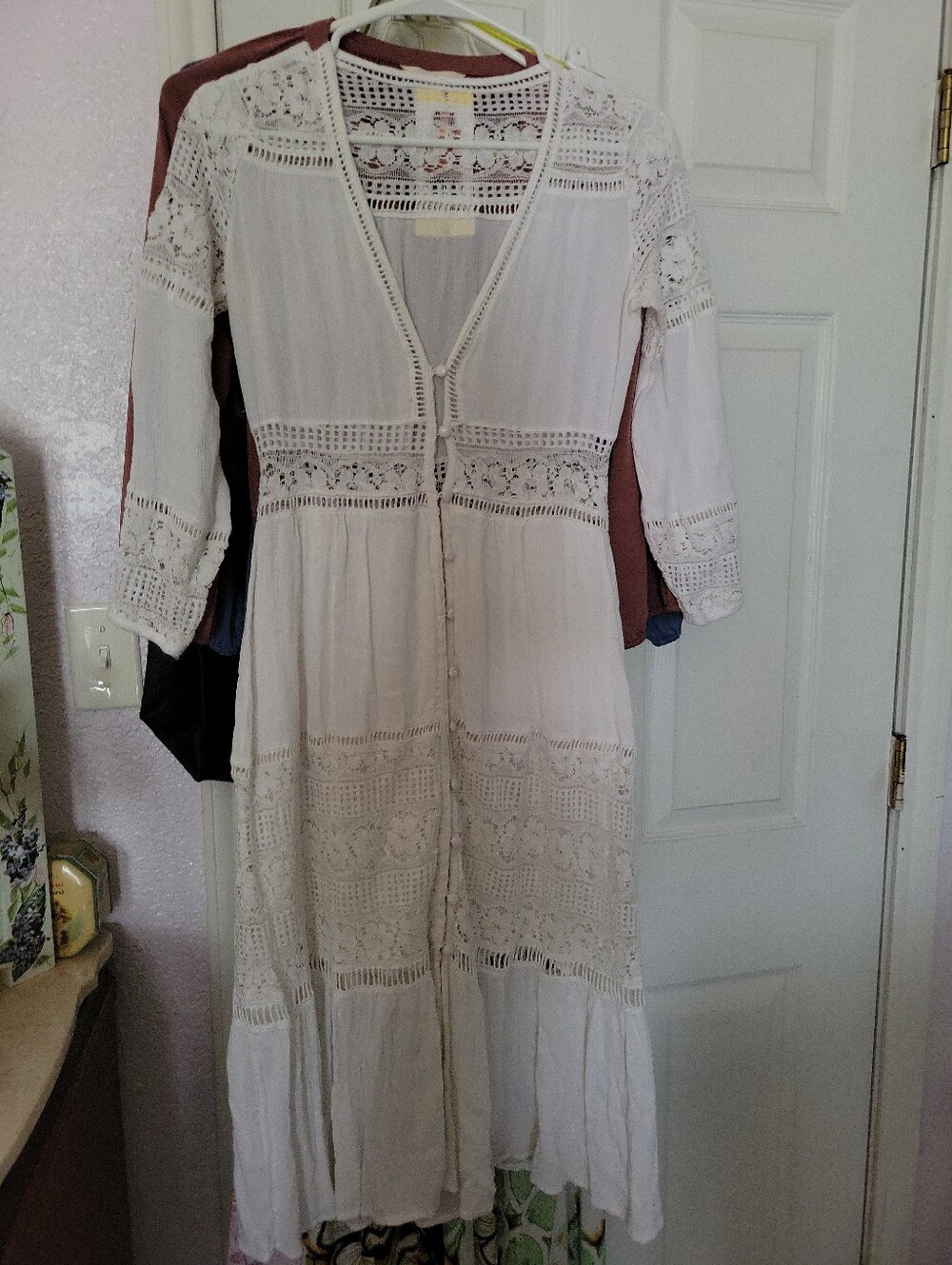 Vintage Boho Crochet Maxi Dress -